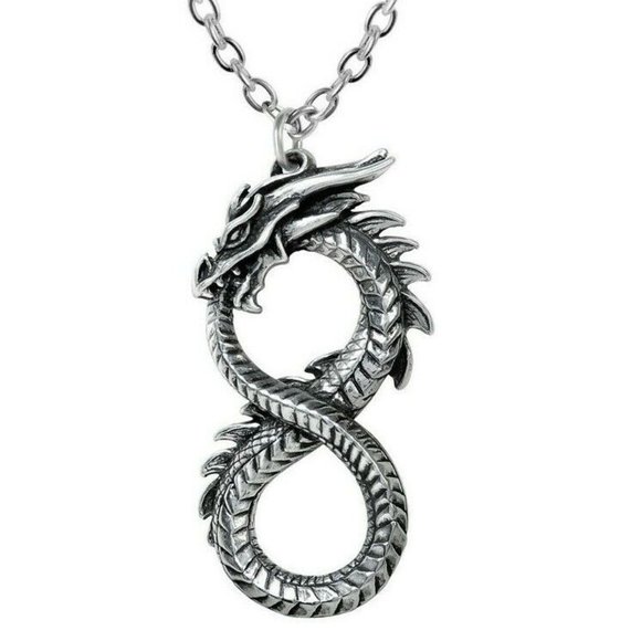Alchemy Gothic Infinity Dragon Pendant Necklace NWT - Picture 1 of 2